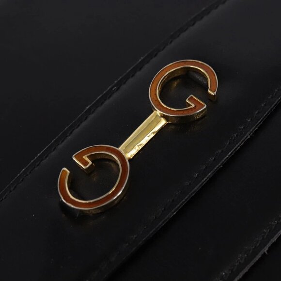 GUCCI Shoulder Bag Leather Black Gold Auth - Picture 10 of 16